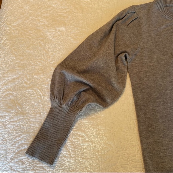 Magaschoni Balloon Puff Sleeve Crew Neck Gray Sweater - M - Picture 10 of 11